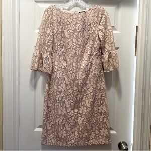 NWT Chaps Light Pink Lace Bell-Sleeve Sheath Dress Size 10